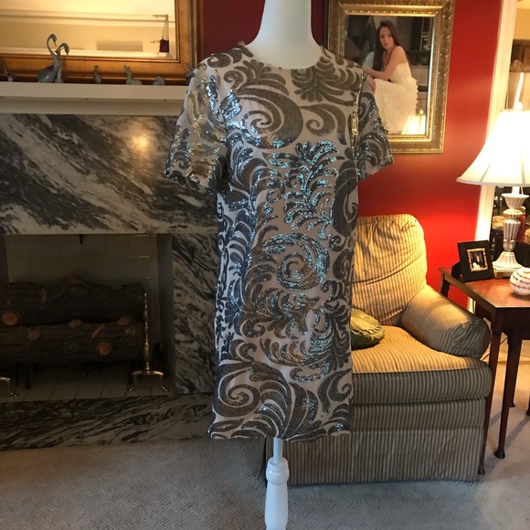 Ivory & Silver Shift Dress - Picture 5 of 15